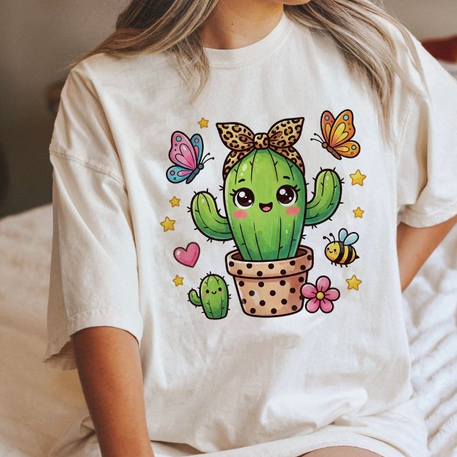 Bedårande Kawaii Kactus Trädgårdsdesign T Shirt (Skapare uppladdad)