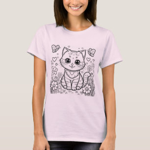 Bedårande Kawaii Katt - Söt Liten Katt Design T-Sh T Shirt