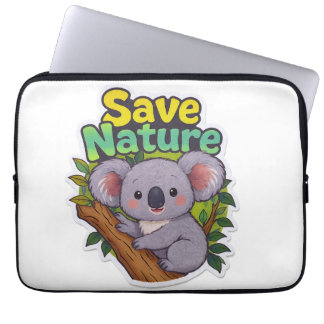Bedårande Kawaii Koala "Rädda Naturen" Laptop Fodral