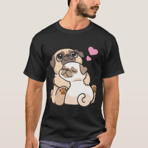 Bedårande Kawaii Pug Valpar Som delar en Varm Kram T Shirt