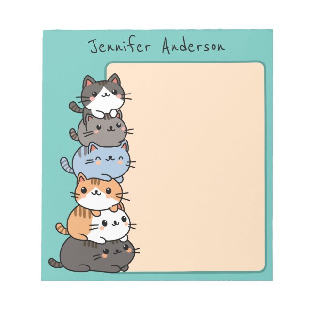 Bedårande Kawaii Stack Av Kattungar Anpassad Anteckningsblock (Framsida)