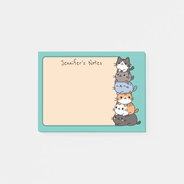 Bedårande Kawaii Stack Av Kattungar Anpassad Post-it Block (Framsida)