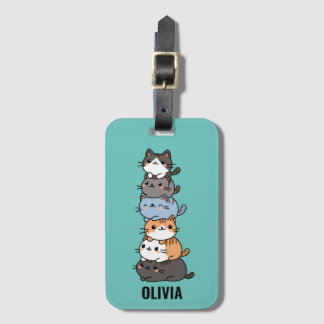 Bedårande Kawaii Stack Av Kattungar Bagagebricka