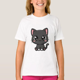 Bedårande Kawaii Svart Kittens T Shirt
