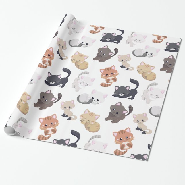 Bedårande Kitty Katter Mönster Presentpapper (Utrullad)