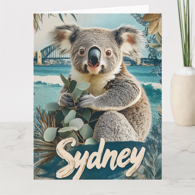 Bedårande koala med Sydney Harbour Bridge Kort (Framsida)
