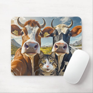 Bedårande kor och katt musmattor! musmatta