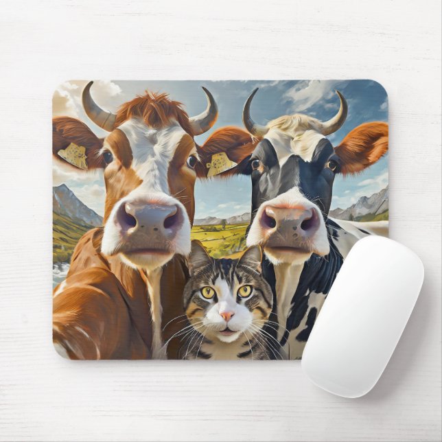 Bedårande kor och katt musmattor! musmatta (Med mus)