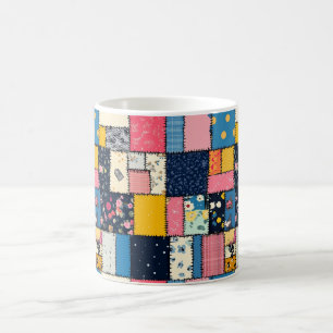 Bedårande lapptäcksdesign, lekfullt mönster kaffemugg