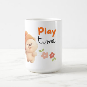 Bedårande "Lekstund" Chibi Björn Keramik Mugg