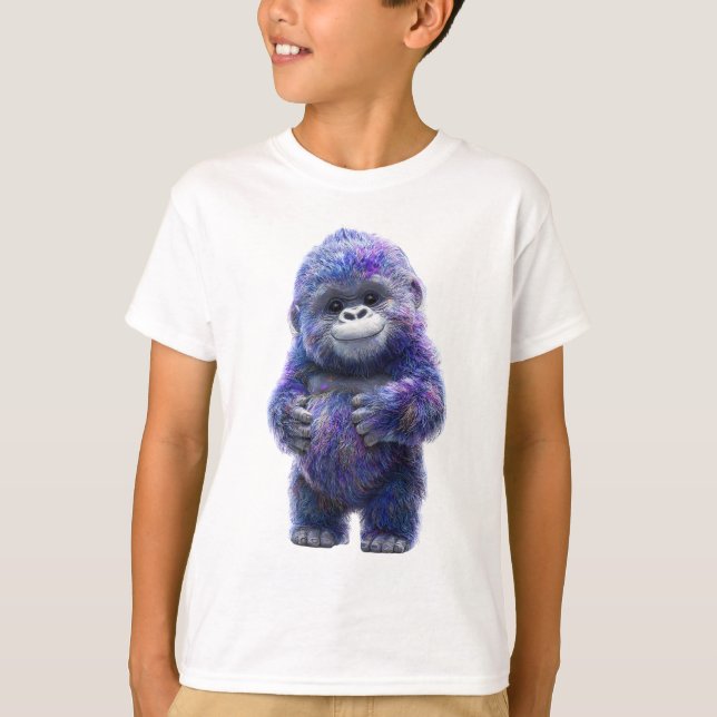 Bedårande lila kosmisk gorilla barn t shirt (Framsida)