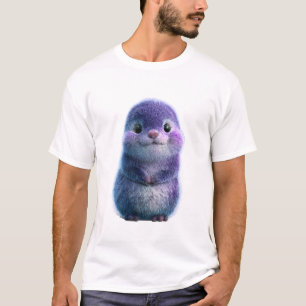 Bedårande lila lurvigt varelseporträtt män t shirt