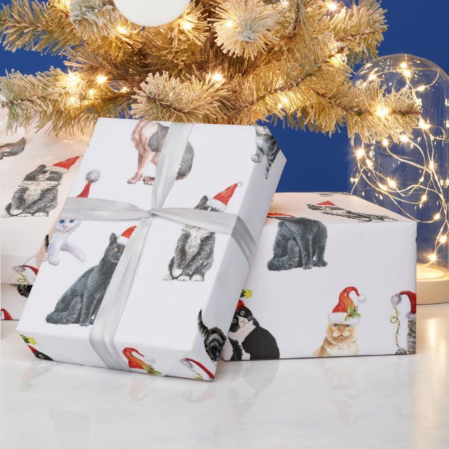 Bedårande lilla katt Julmönster Presentpapper (Helgdagar)
