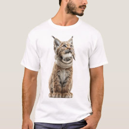 Bedårande lilla lodjur med stickad halsduk t shirt