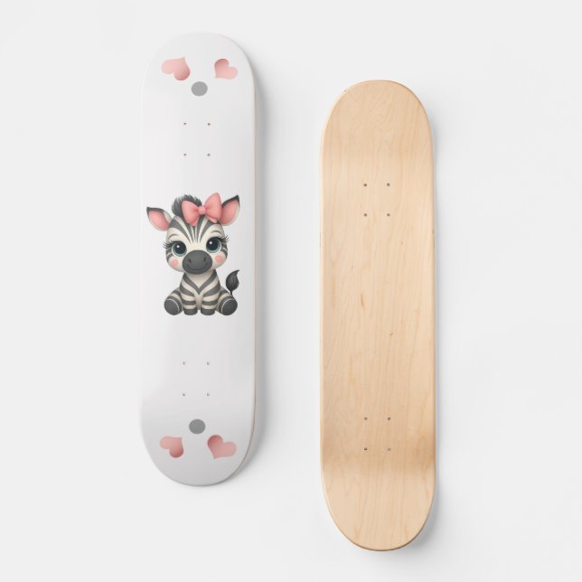 Bedårande lilla zebra  mini skateboard bräda 18,5 cm (Framsida)