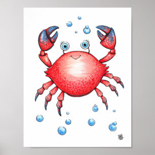 Bedårande liten havskrabba poster