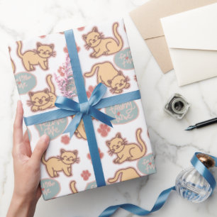 Bedårande litet kattälskare upprepad mönster presentpapper