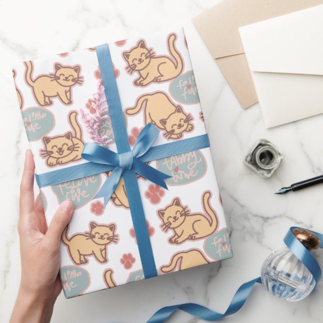 Bedårande litet kattälskare upprepad mönster presentpapper (Gifting)