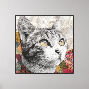 Bedårande litet kattunge Katt Kattdjur Rund Canvas