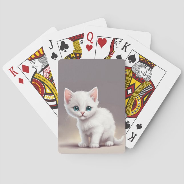 Bedårande litet vitt kattunge casinokort (Baksidan)