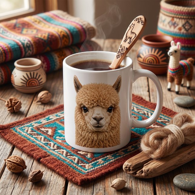 Bedårande luddig alpaca-djur kaffemugg (Skapare uppladdad)