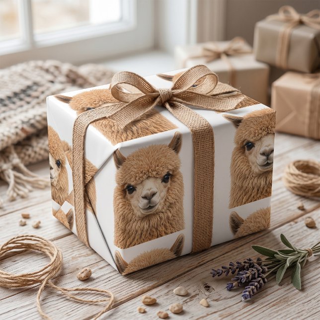 Bedårande luddig alpaca-djur presentpapper (Skapare uppladdad)