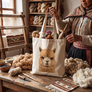 Bedårande luddig alpaca-djur tygkasse