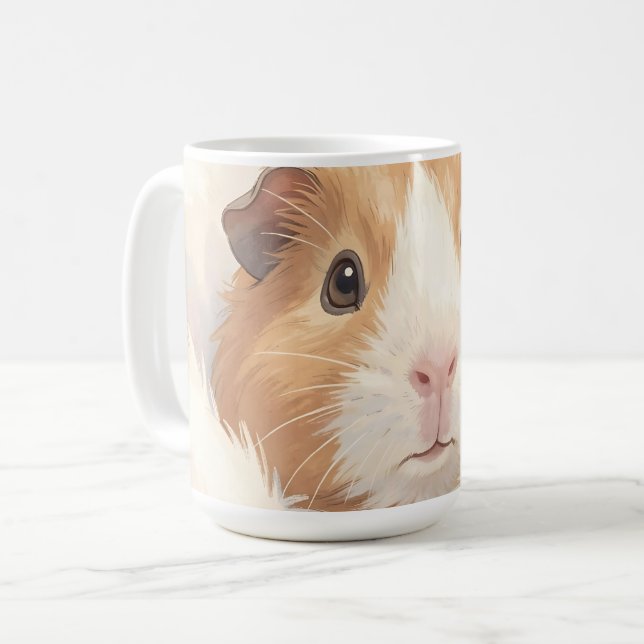 Bedårande Luddig Marsvinporträtt Kaffemugg (Framsida vänster)