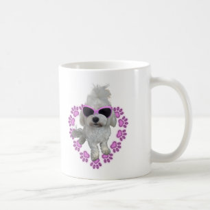 Bedårande malteserhund med rosa solglasögon kaffemugg
