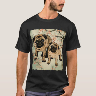 Bedårande Mama Pug och Baby Pug Valp - Stor Mamma T Shirt