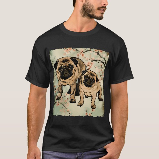 Bedårande mamma Mops och baby Mops valp - Stor mor T Shirt (Framsida)