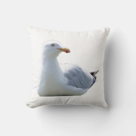 Bedårande mås som vilar Ljus modern kustkonst Kudde
