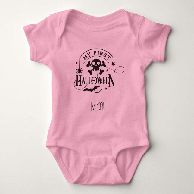Bedårande "Min första Halloween" Monogramnamn T Shirt (Framsida)
