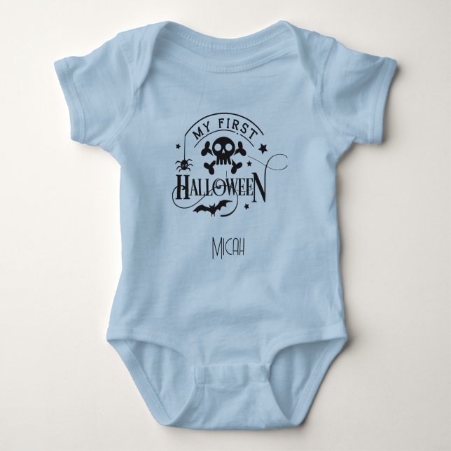 Bedårande "Min första Halloween" Monogramnamn T Shirt (Framsida)