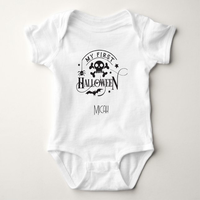 Bedårande "Min första Halloween" Monogramnamn T Shirt (Framsida)