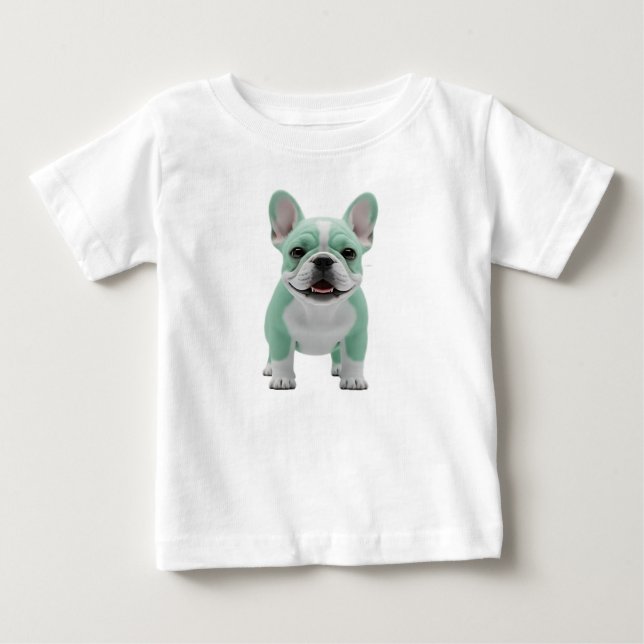 Bedårande mintgrön 3D-valp av fransk bulldog  T Shirt (Framsida)
