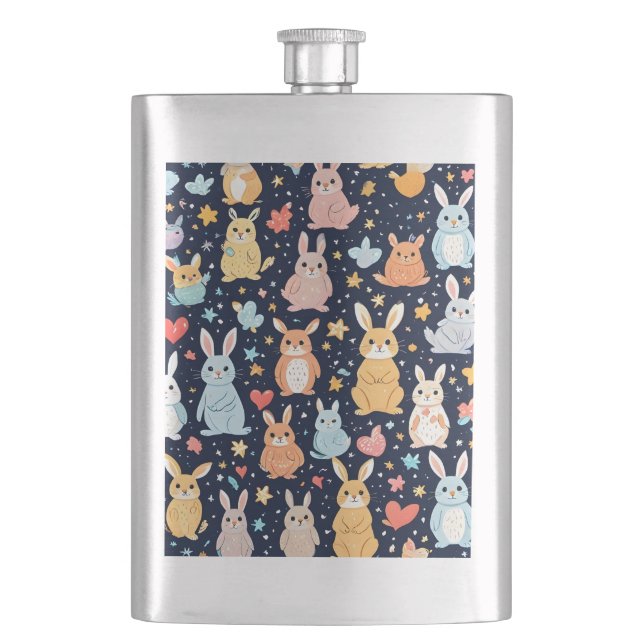 Bedårande Mjuk Pastell Baby Djur Klassisk Flask Fickplunta (Framsidan)