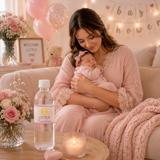 Bedårande Mjuk Rosa Lilla Solsken Vattenflaskor Etikett (Skapare uppladdad)