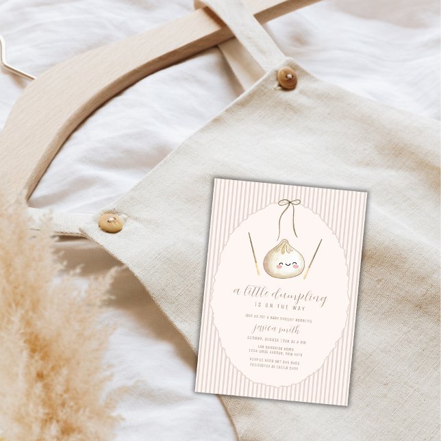 Bedårande Modern Båge Asiatisk Dumplings Baby Show Inbjudningar (Adorable Modern Bow Asian Dumpling Baby Shower Invitation)