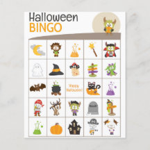 Bedårande monster & pumpa Halloween BINGO-kort!