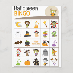 Bedårande monster & pumpa Halloween BINGO-kort!