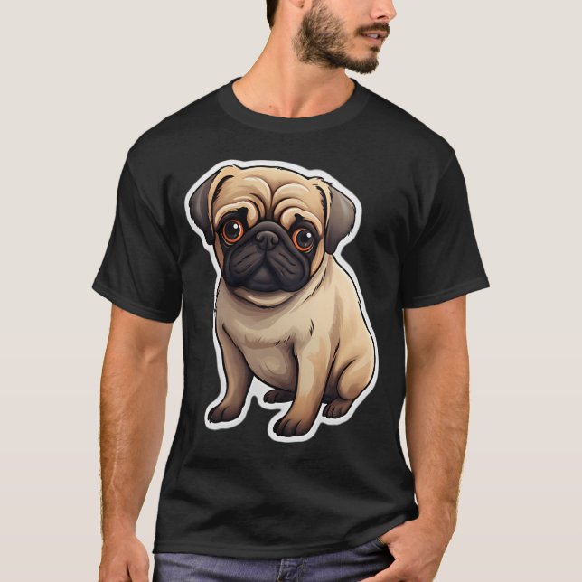 Bedårande Mops Hund T Shirt (Framsida)