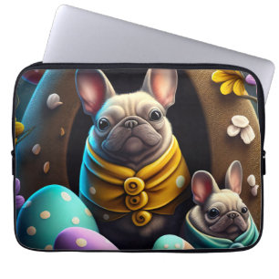 Bedårande Mops med Påskägg En Festlig och Söt Laptop Fodral