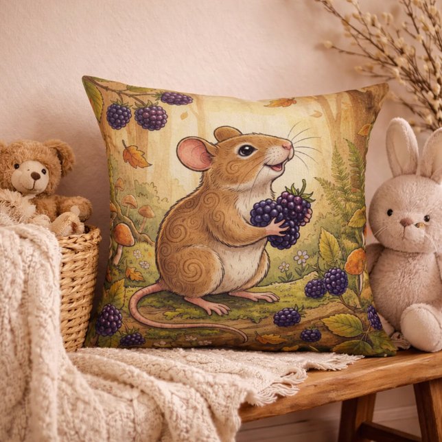 Bedårande mus skogs djur  kudde (Skapare uppladdad)