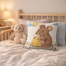 Bedårande Mus som Äter Ost Teckning Barn Kudde