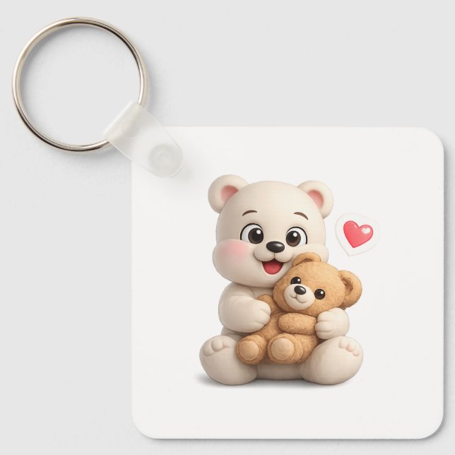 Bedårande och söt teddybjörn design nyckelring (Framsida)