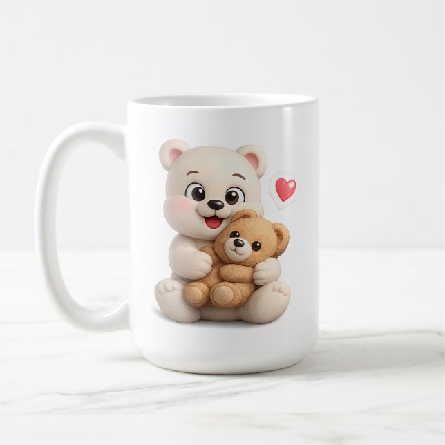 Bedårande och sött teddybjörn-design kaffemugg (Vänster)