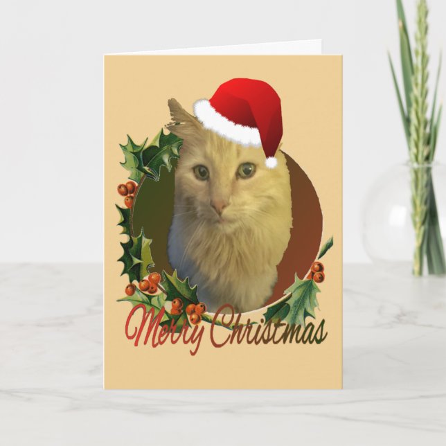 Bedårande och unikt julkort med katt helgkort (Framsida)