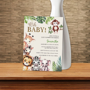 Bedårande Oh Baby Djur på Safari Babyshower Inbjudningar