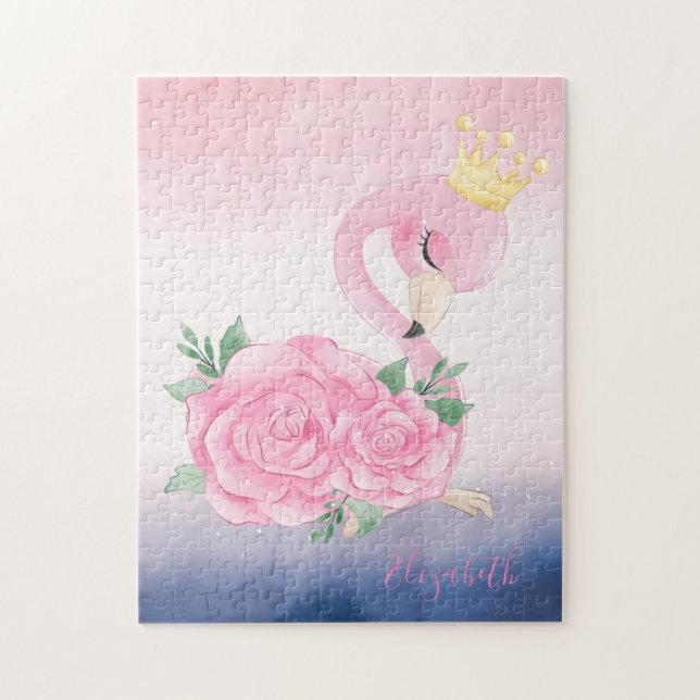 Bedårande Ombre Färgglad Söt Flamingo Pussel (Vertikal)